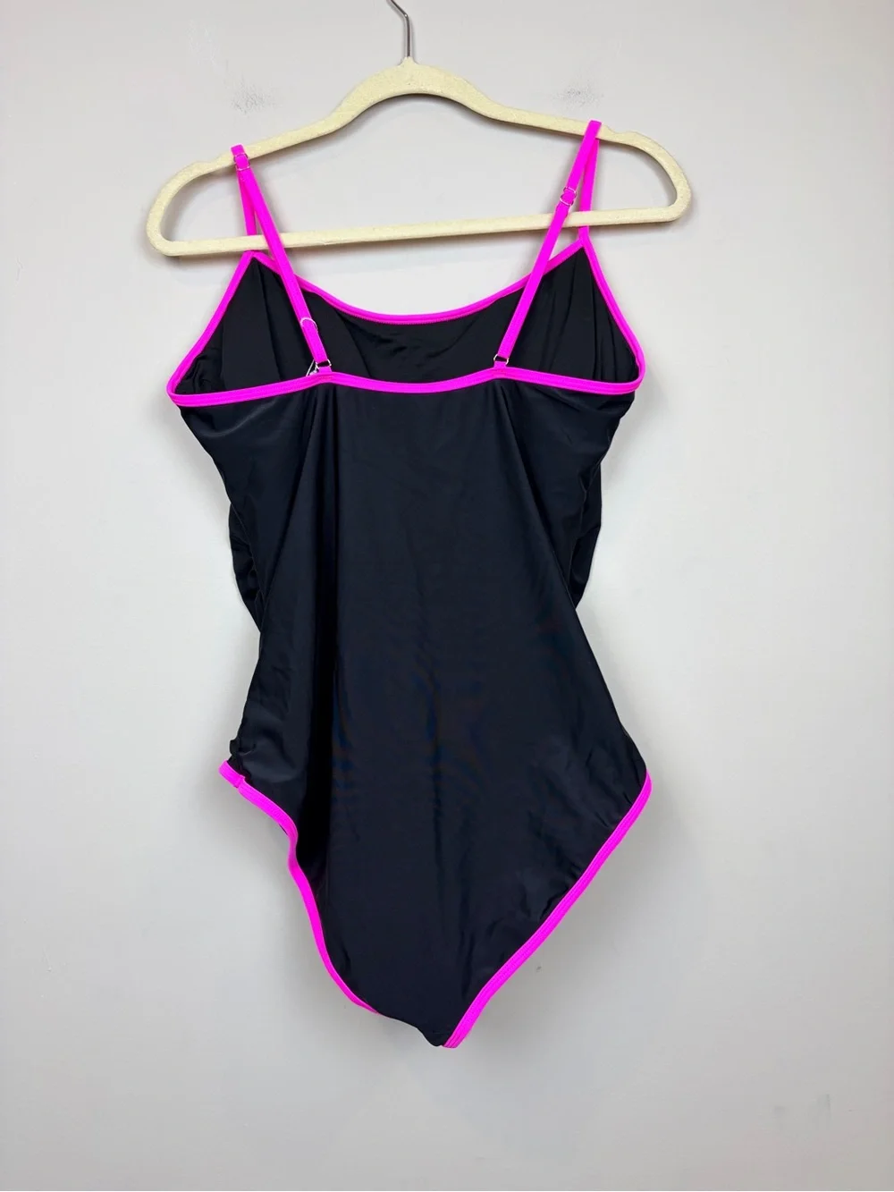 Eomenie‎ One Piece Swimsuit XL Black Pink Ruched Tummy Control NWT